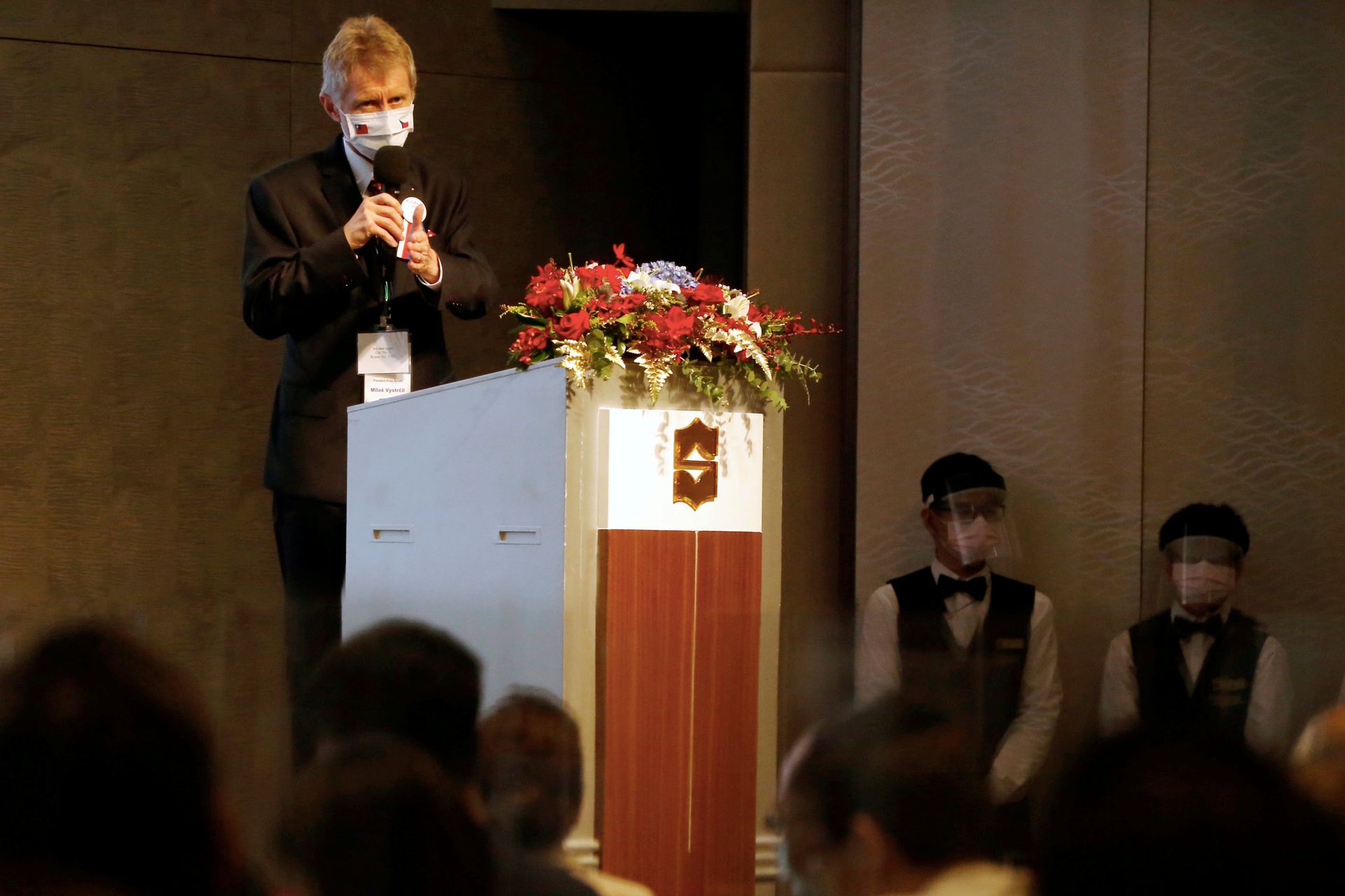 捷克参议院议长维斯特奇尔访问台湾遭到中国大陆方面的强烈谴责。图为2020年8月31日，捷克参议院议长维斯特奇尔在台湾一场投资论坛上发表讲话。（Reuters）