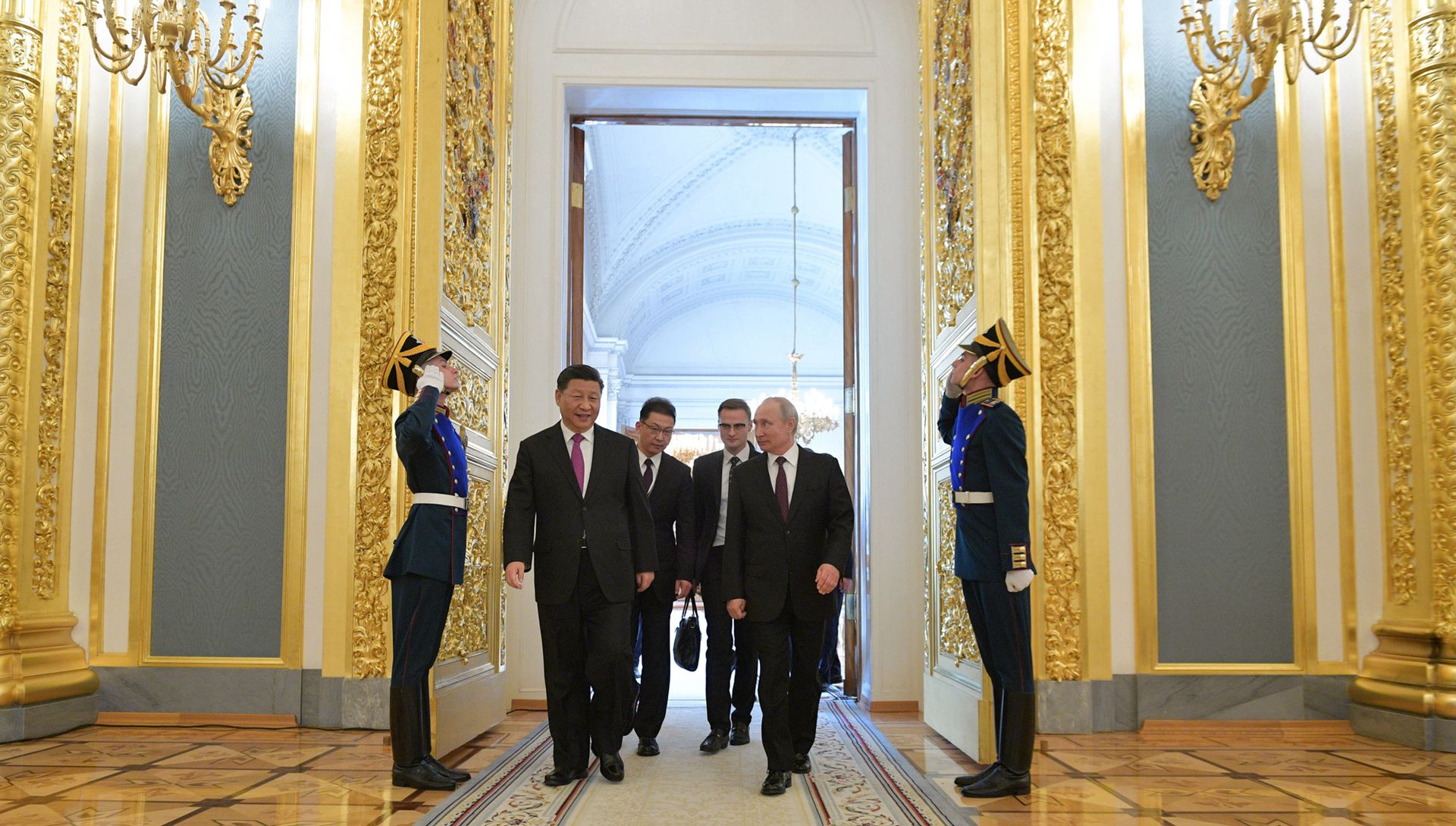 2019年6月5日，俄罗斯总统普京和中国国家主席习近平在克里姆林宫会谈。（Reuters）