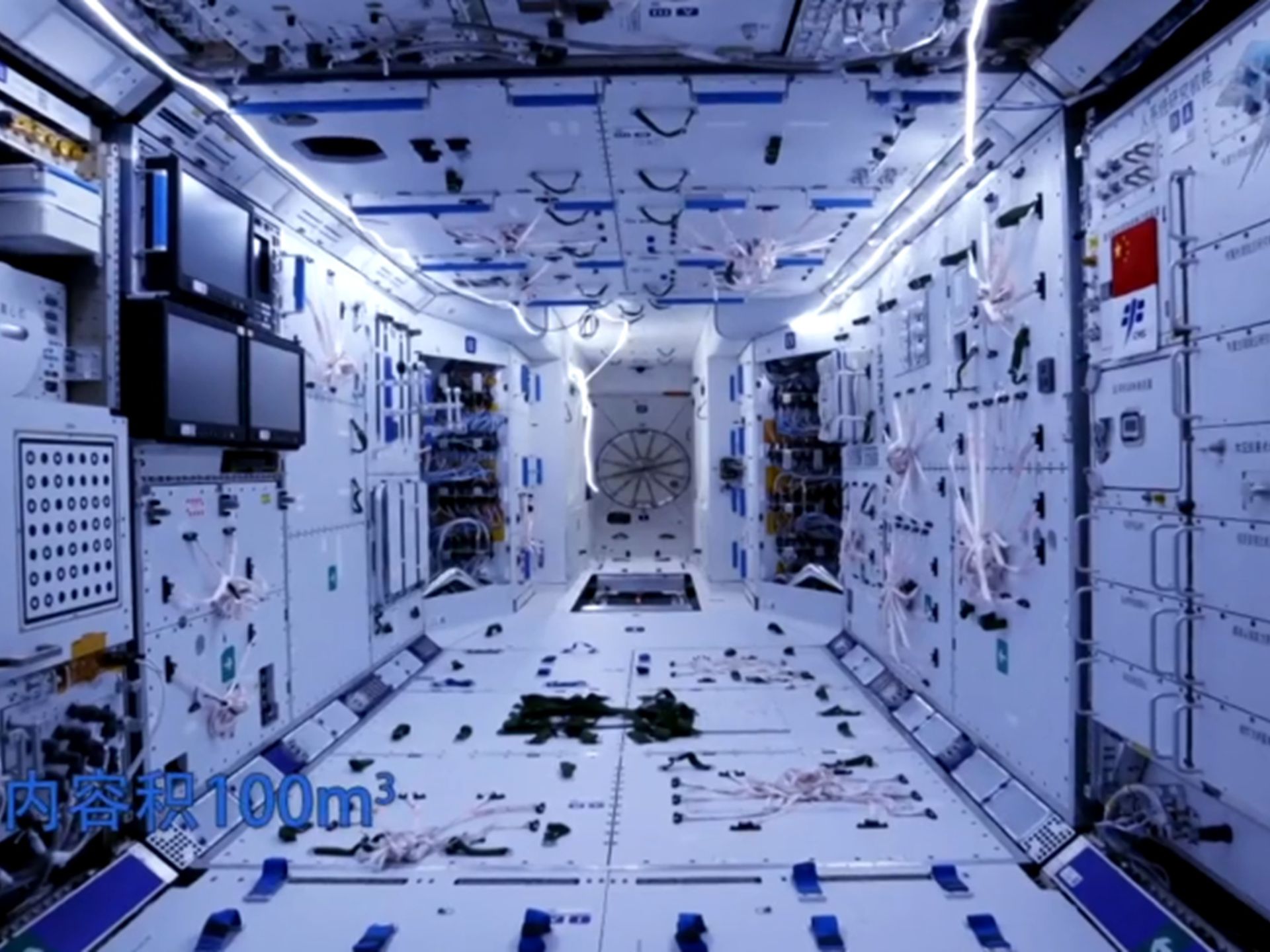 “天和”核心舱的体积比国际太空站的任何一个舱位都大。（中国载人航天工程官网视频截图）