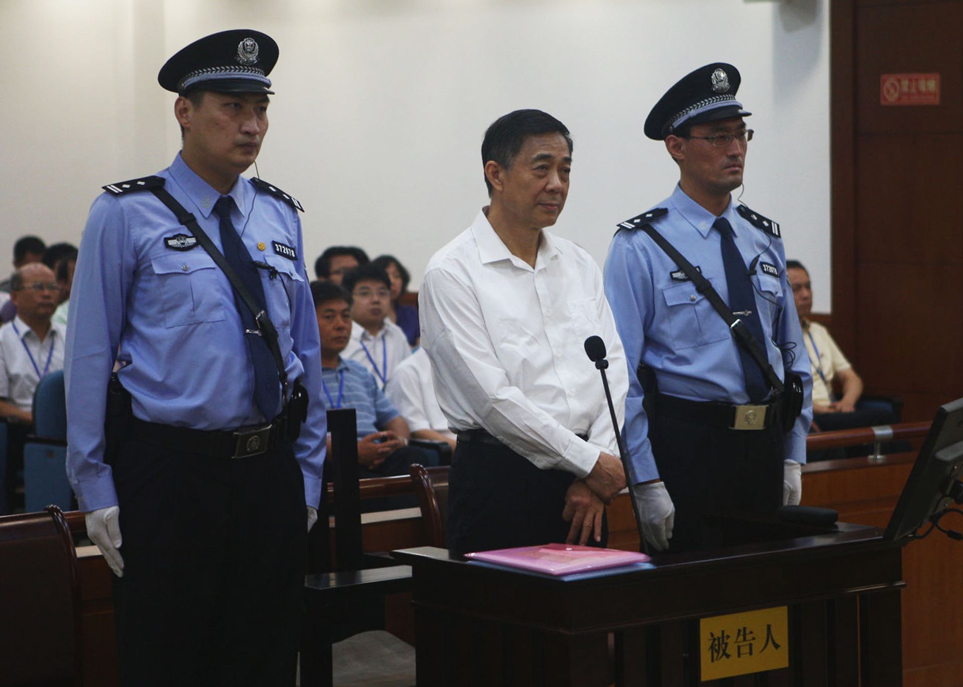 2013年8月22日，薄熙来在山东省济南市中级人民法院出庭受审。（路透社）