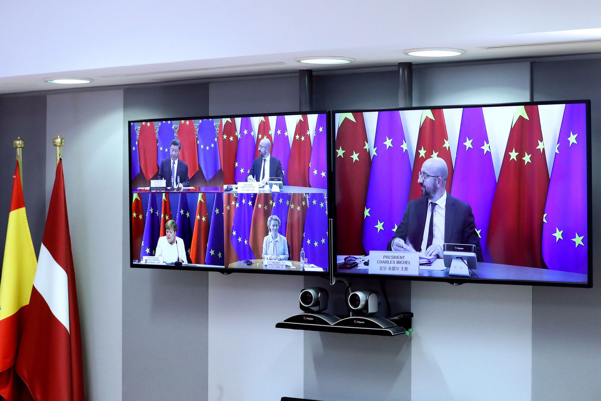 在9月14日“缩水”的中欧峰会上，习近平与欧盟领导人就新疆问题发生了争执，欧盟已不止一次以人权问题指责中国的去极端化举措。（AP）
