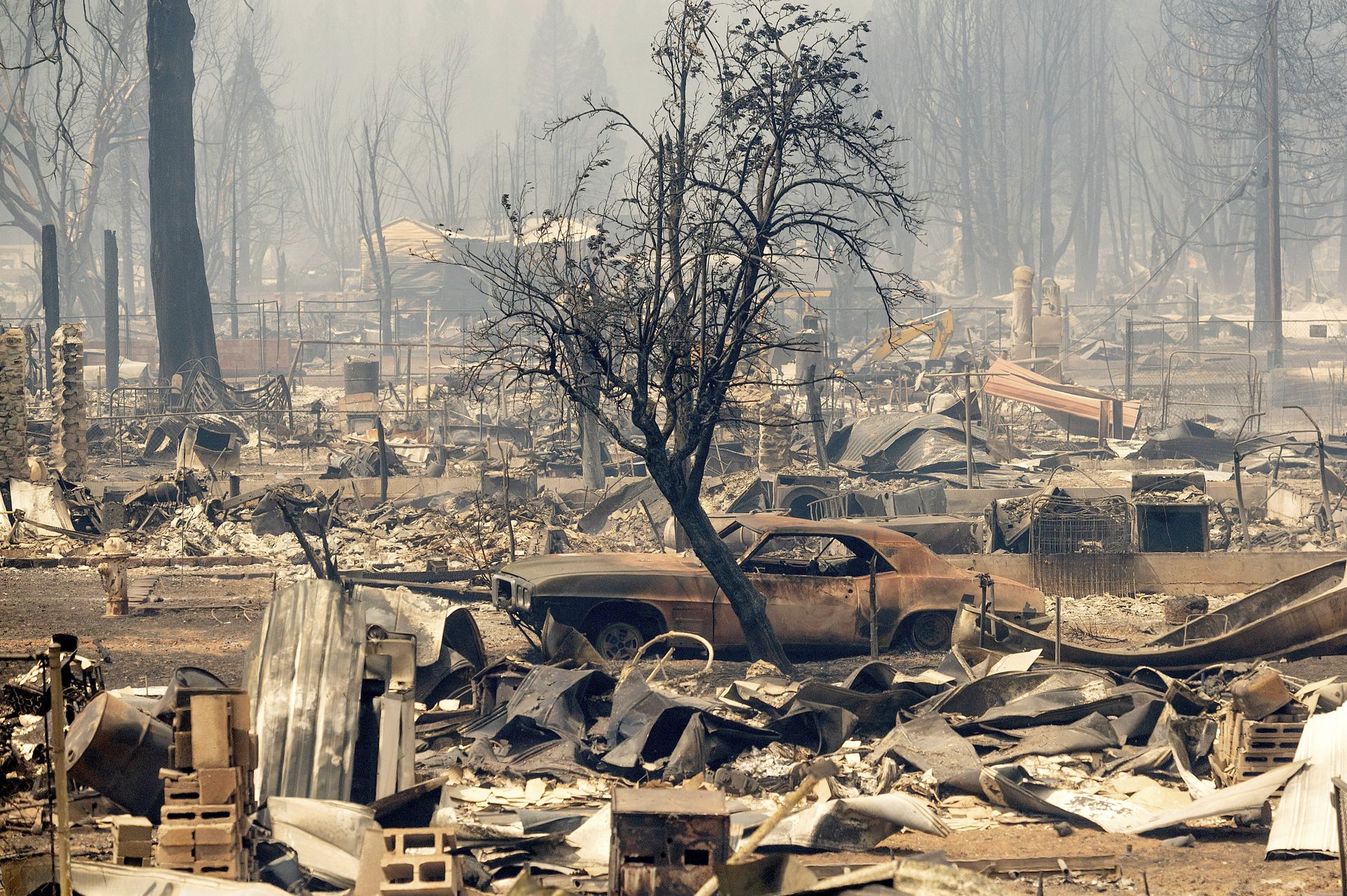 8月5日，加利福尼亚州普卢马斯县的迪克西山火把房屋和汽车摧毁。（AP）