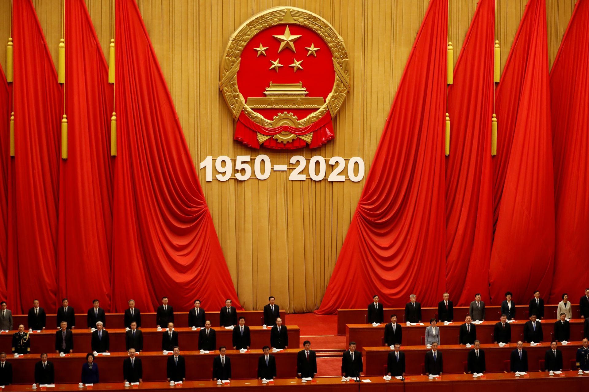 2020年10月23日，抗美援朝70周年纪念大会在北京人民大会堂举行。（路透社）