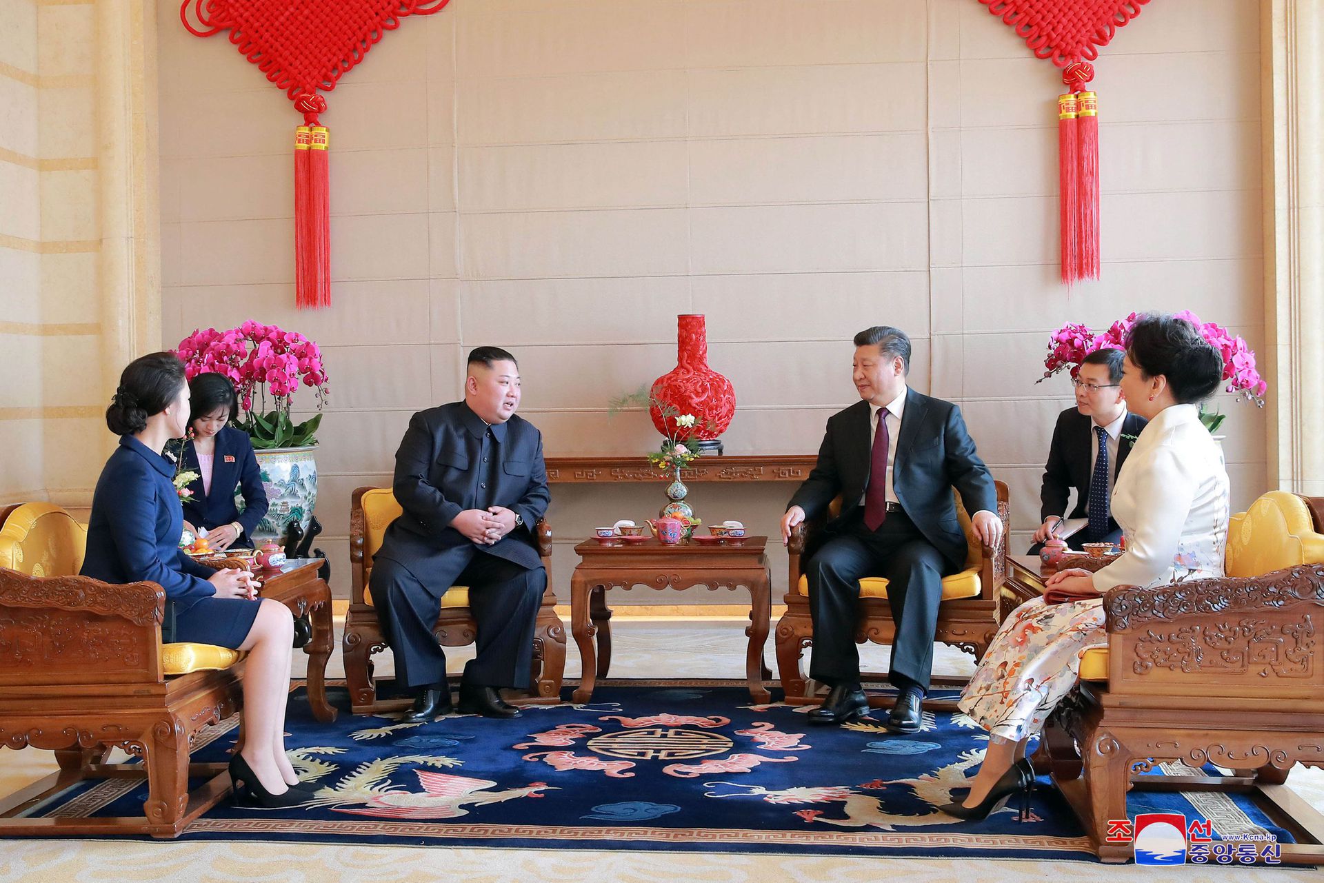 2019年1月10日，习近平夫妇在北京饭店会见金正恩夫妇。（Reuters）