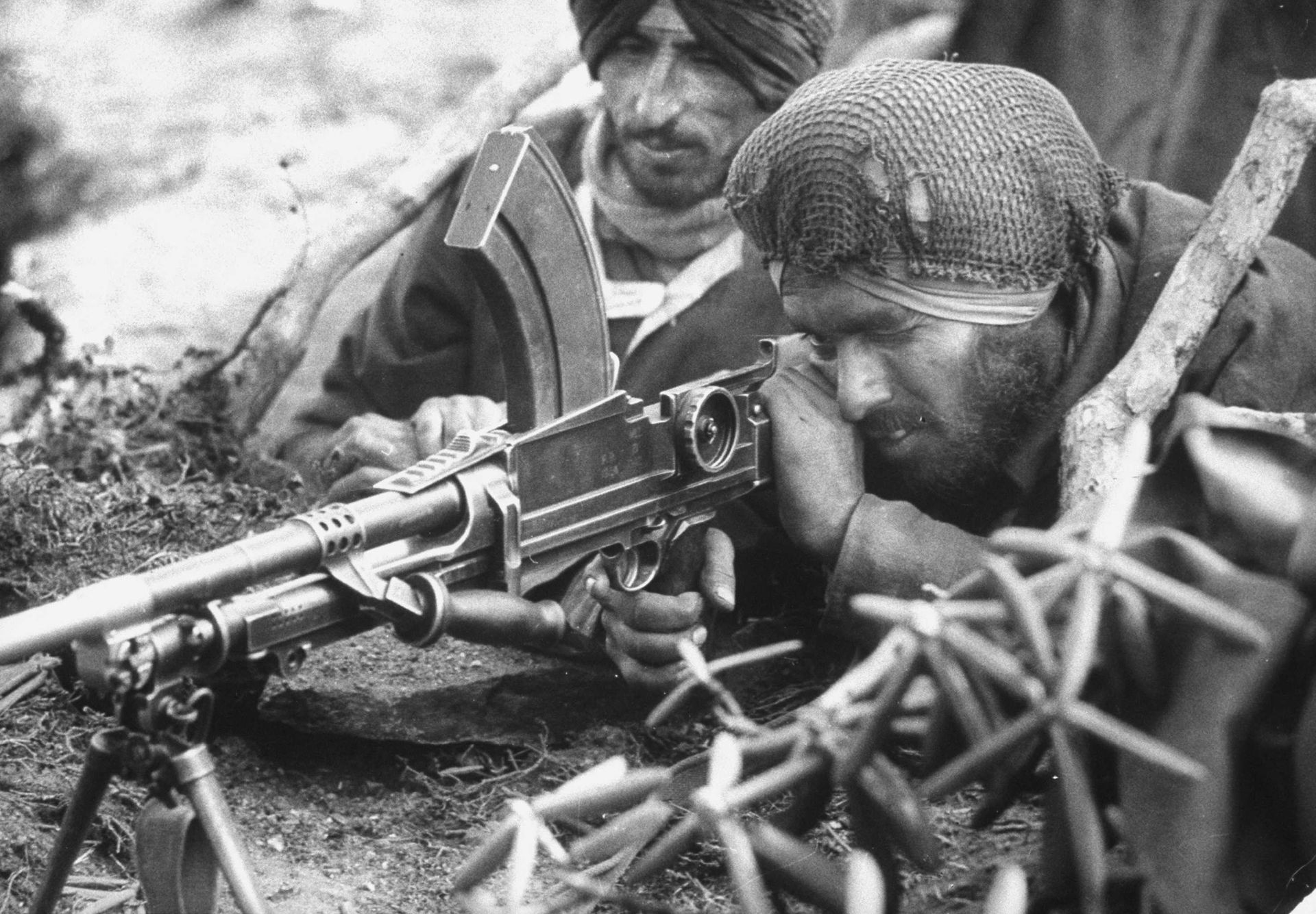 1962年中印战争期间的印军机枪手。（Getty）