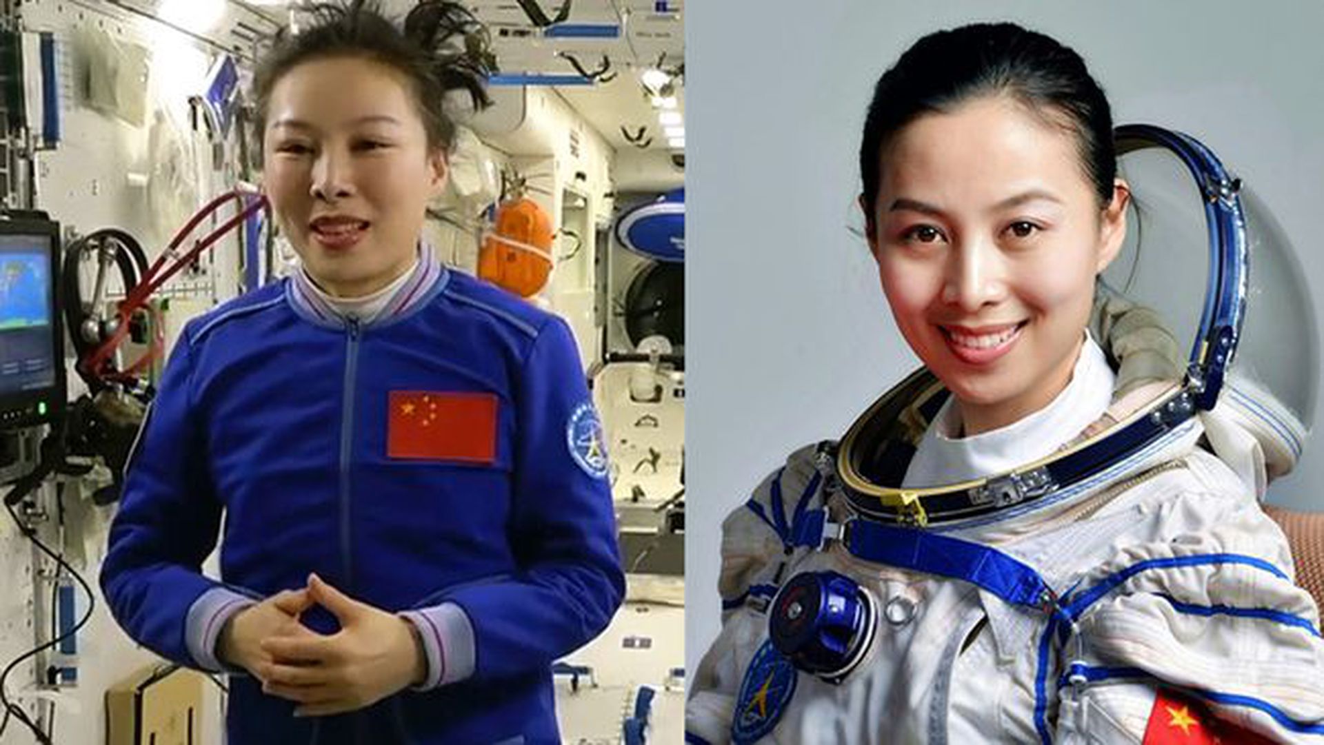 王亚平有明显变化。(中国央视截图) 王亚平有明显变化。(中国央视截图)