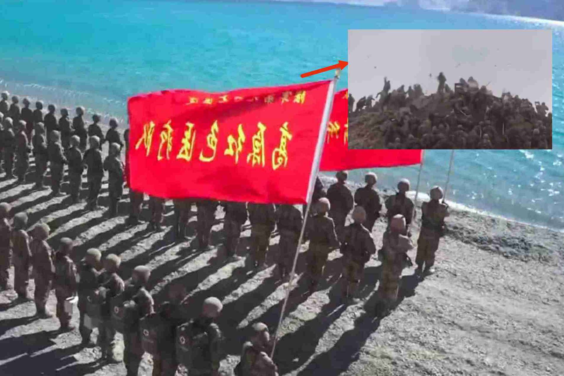 中国央视此前披露班公湖地区画面,图为驻扎该地的解放军。(中国央视截图) 中国央视此前披露班公湖地区画面,图为驻扎该地的解放军。(中国央视截图)