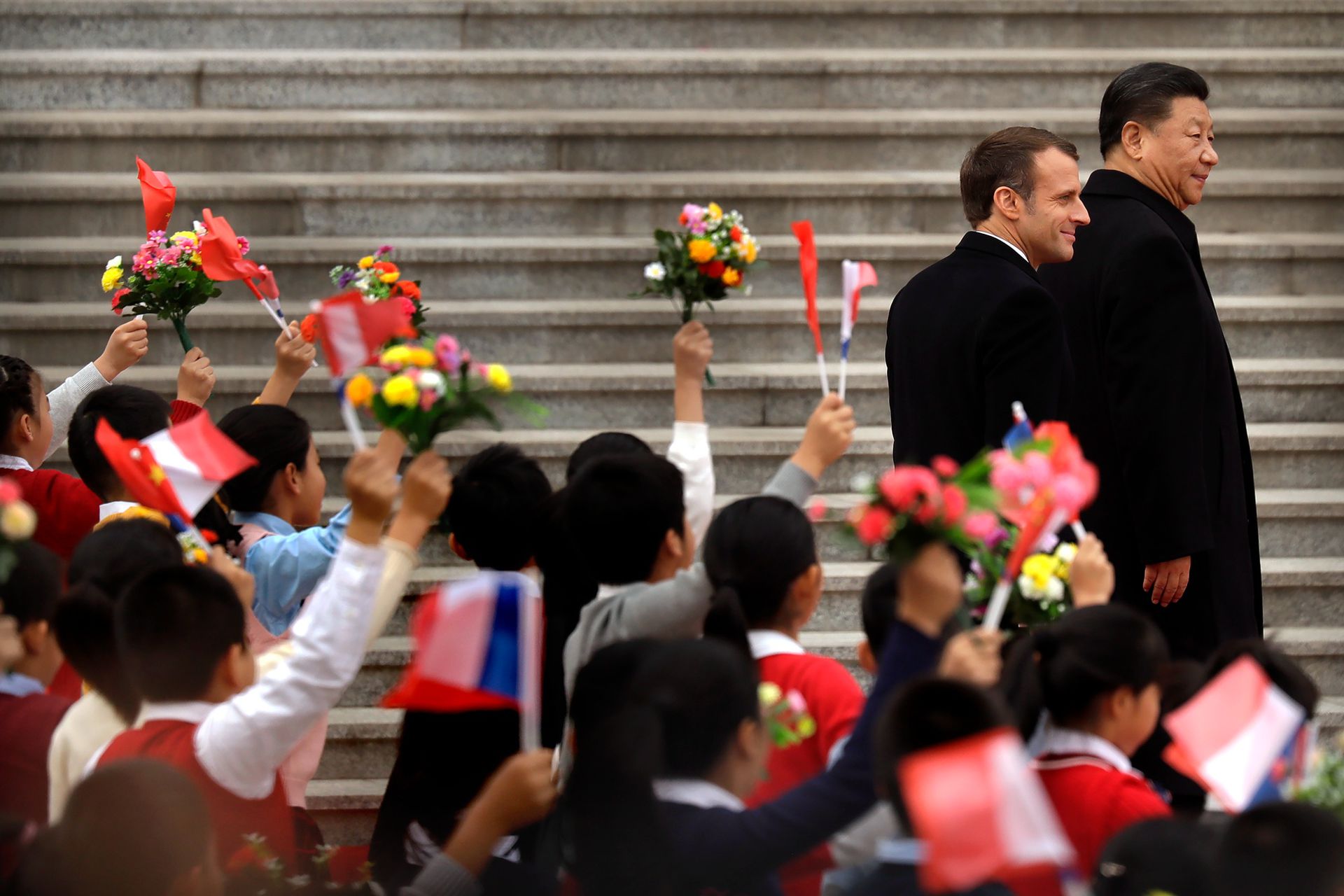 2019年11月6日，法国总统马克龙参加欢迎仪式。（Reuters）