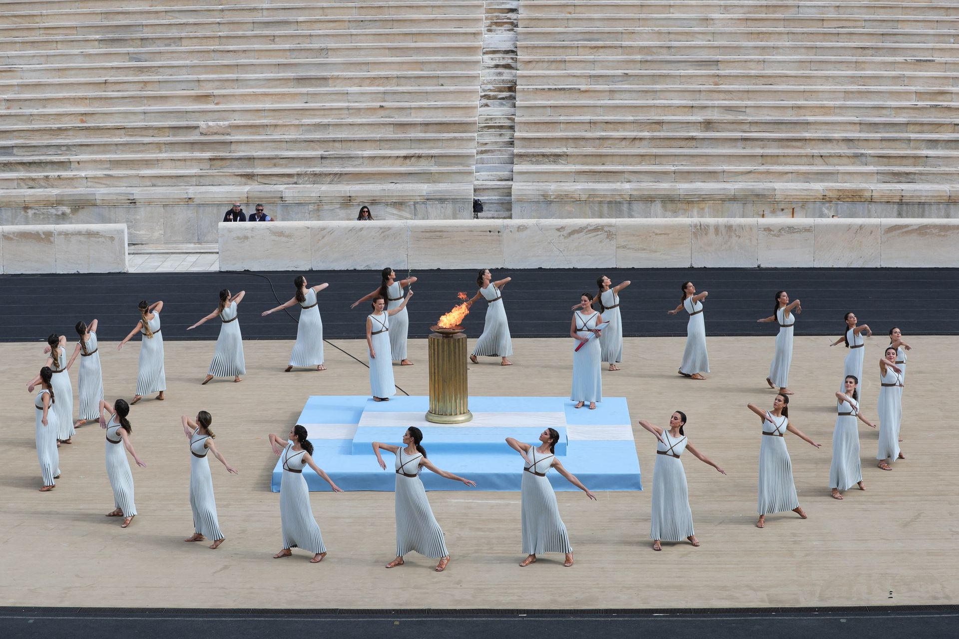 2021年10月19日,2022年北京冬季奥运会火种交接仪式现场画面。(新华社) 2021年10月19日,2022年北京冬季奥运会火种交接仪式现场画面。(新华社)