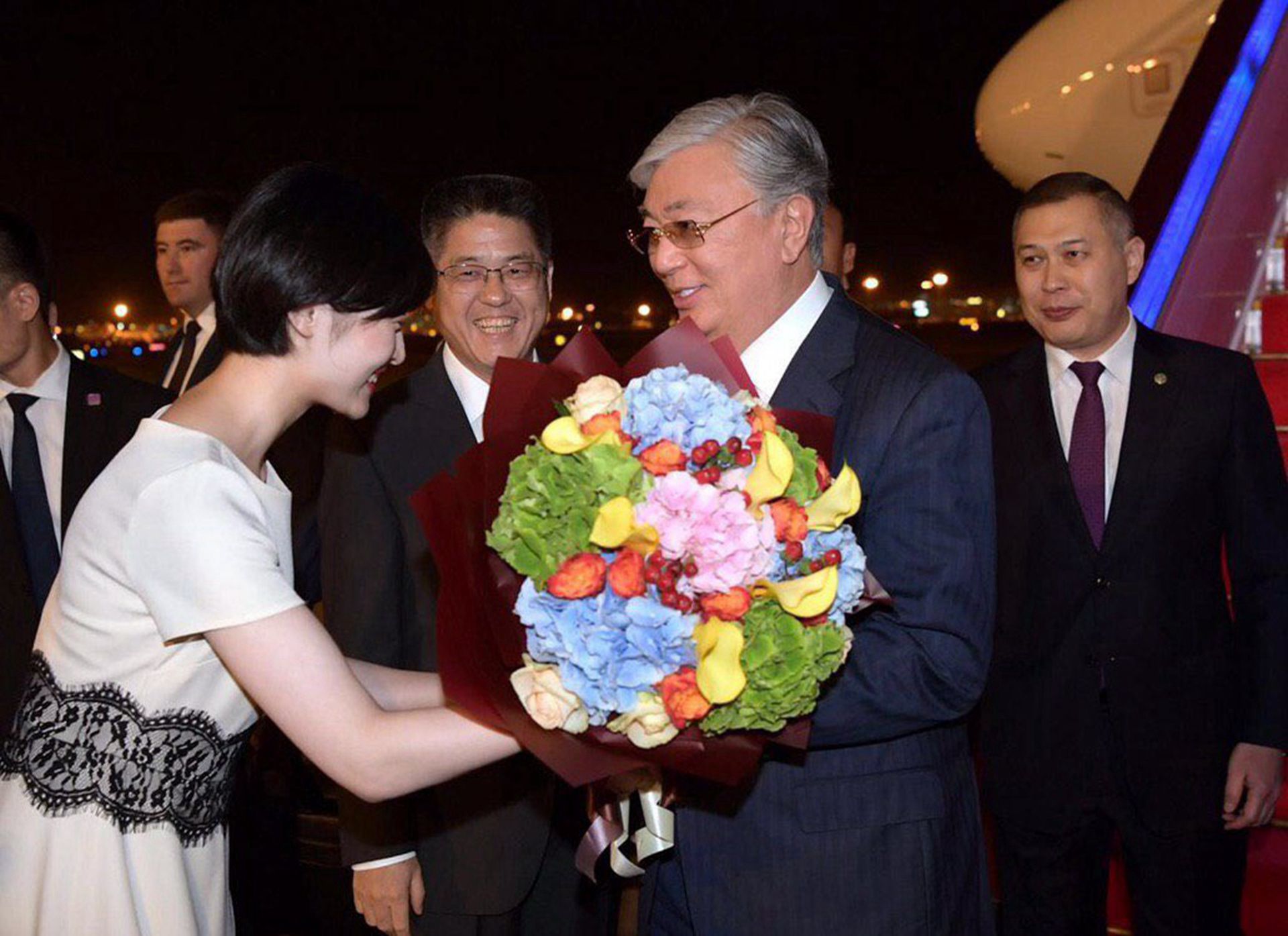 2019年9月11日，哈萨克斯坦总统托卡耶夫抵达北京，准备与中国国家主席习近平进行会谈。（Twitter@Embassy of Kazakhstan in the UK）