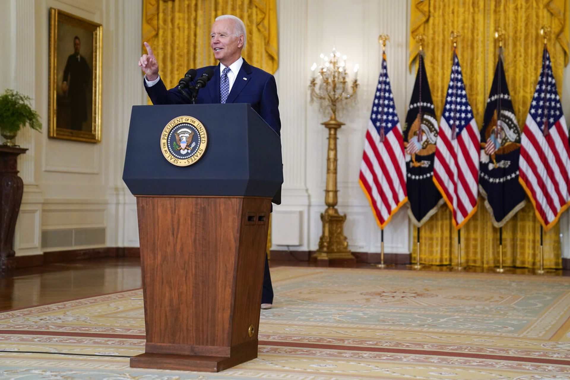 美国总统拜登(Joe Biden)8月10日在记者会上表示,不后悔从阿富汗撤军。(AP) 美国总统拜登(Joe Biden)8月10日在记者会上表示,不后悔从阿富汗撤军。(AP)