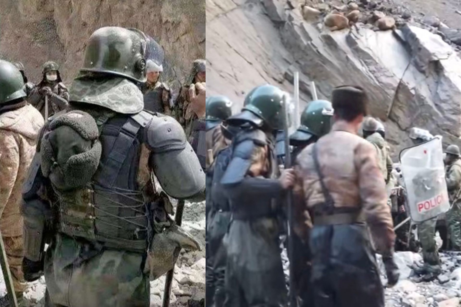 加勒万河谷冲突中的全副武装的解放军士兵。（微博@甜水海听风）