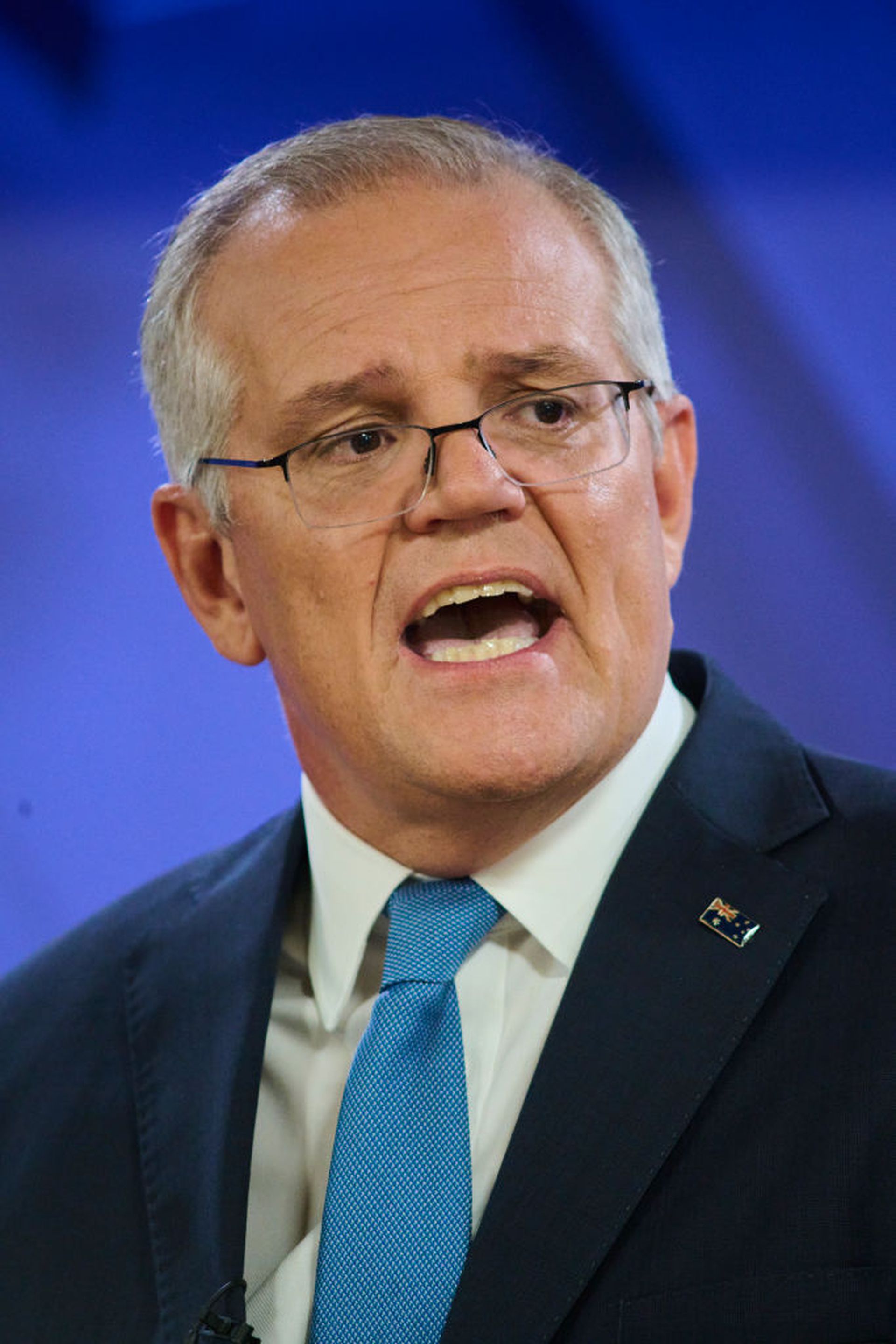 图为澳大利亚总理莫里森2月1日在坎培拉讲话。（Getty）