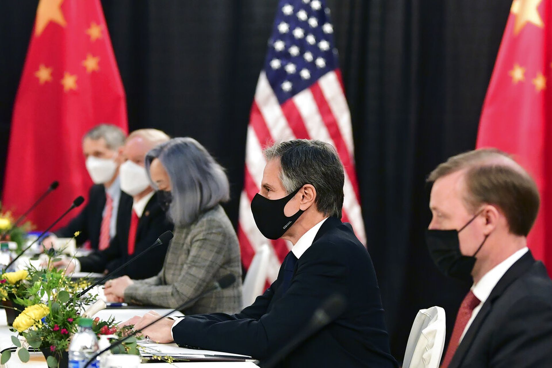 美国国务卿布林肯、白宫国安顾问苏利文出席会谈。（AP）