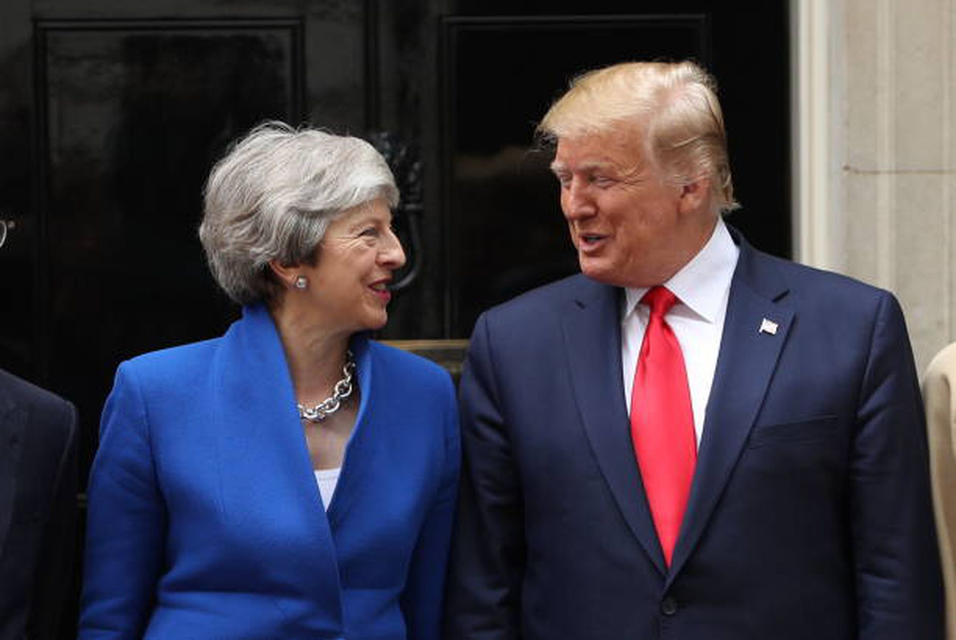 2019年6月4日，时任英国首相梅（左）和时任美国总统特朗普，在英国伦敦唐宁街10号举行会晤。（Getty）