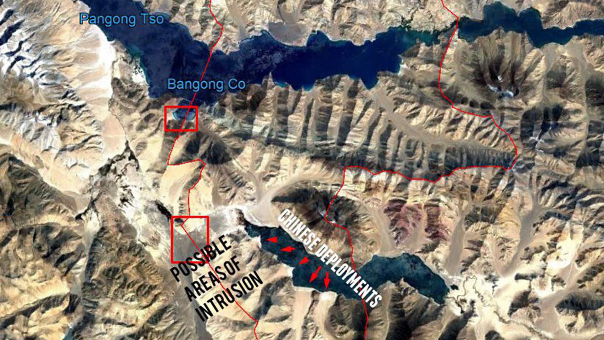 印度媒体8月31日通过图片,指出这次冲突发生的地点。(Twitter@Shiv Aroor) 印度媒体8月31日通过图片,指出这次冲突发生的地点。(Twitter@Shiv Aroor)