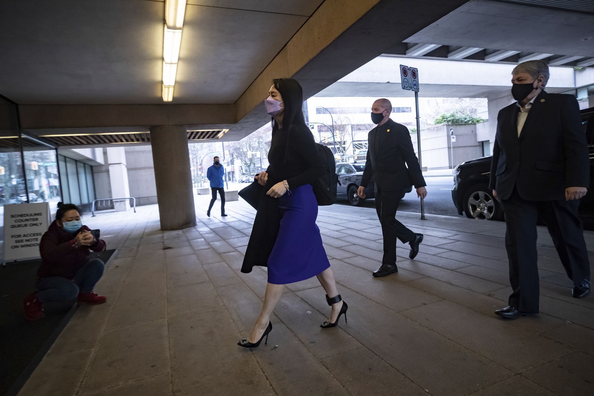 孟晚舟3月23日来到加拿大不列颠哥伦比亚省高等法院。(AP)