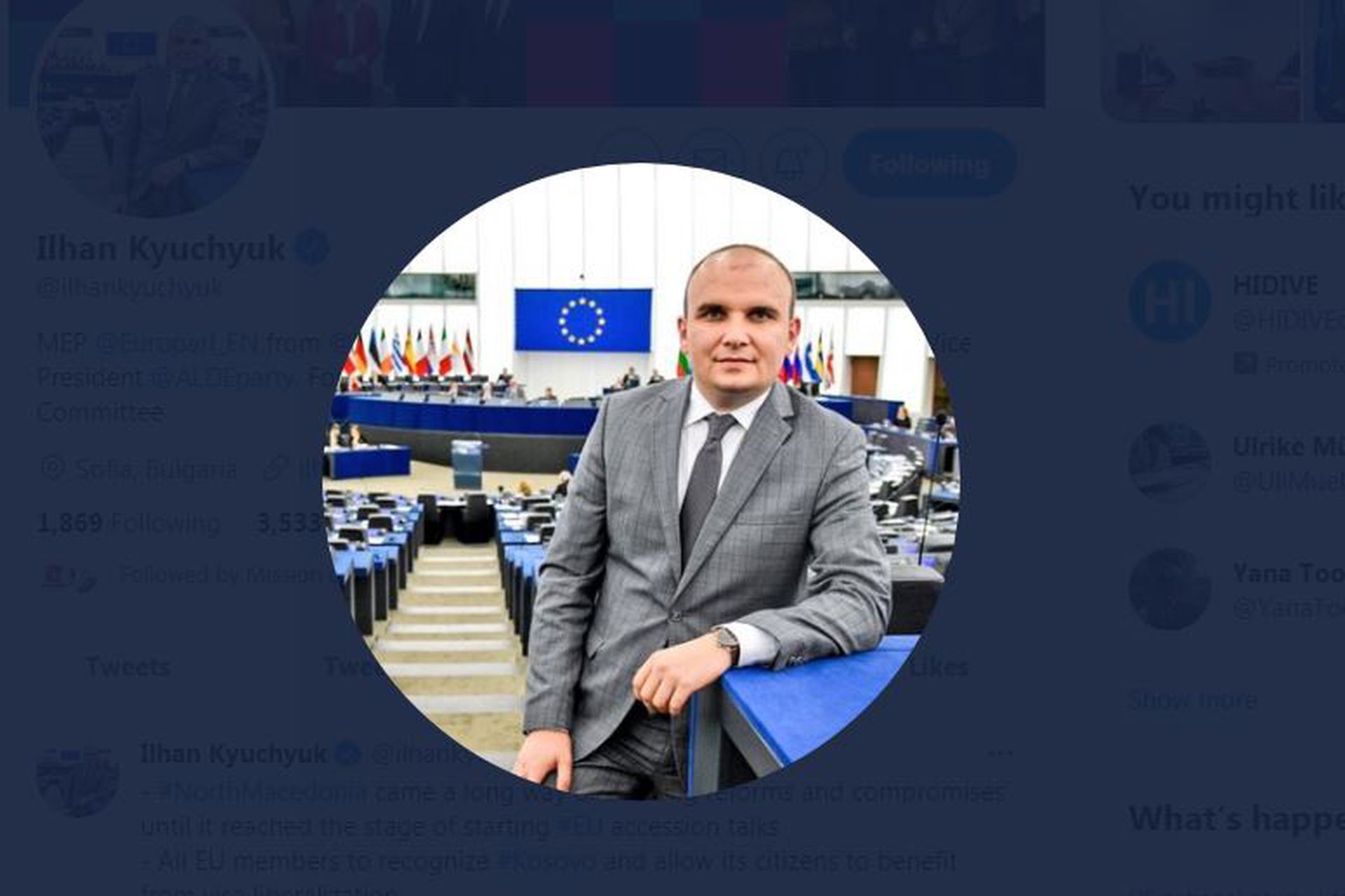 这是欧洲议会议员库楚克（Ilhan Kyuchyuk）。（Twitter@Ilhan Kyuchyuk截图）