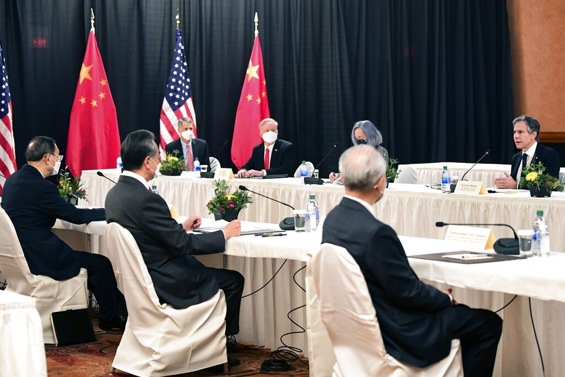 3月19日，美国拜登政府上台以来的中美首次高层战略对话在阿拉斯加安克雷奇举行。（AP）