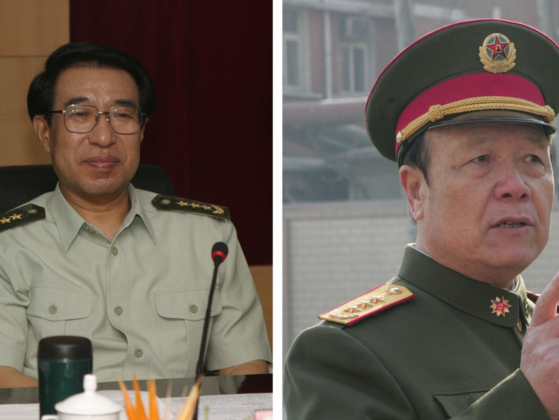 郭伯雄(右)与徐才厚同为中央军委副主席,被指架空了军委主席负责制。(VCG)